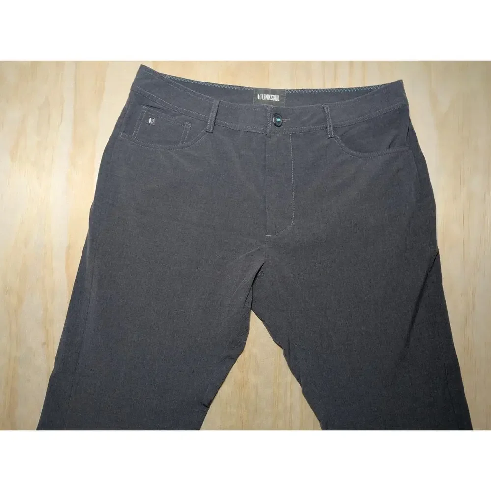 Linksoul Men’s Size 33R Golf Pants Gray Performance Wicking Stretch Chino